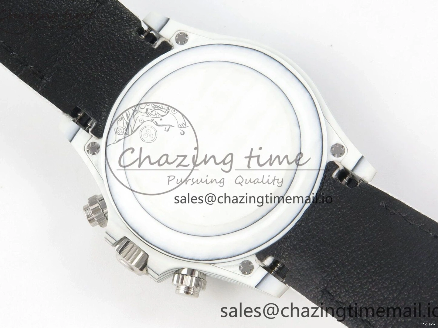 MiroTime 0110 Daytona Cosmograph White Carbon MPF Best Blaken Skeleton Dial on White Nylon Strap A FreshLook 314